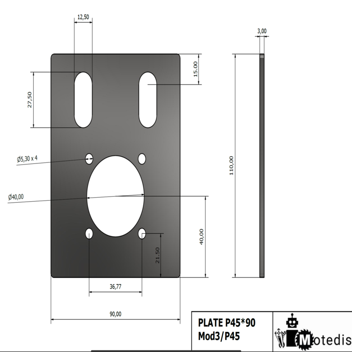 Getriebehalter ZDE60 für Profil45x90 Alu gelasert t=3mm